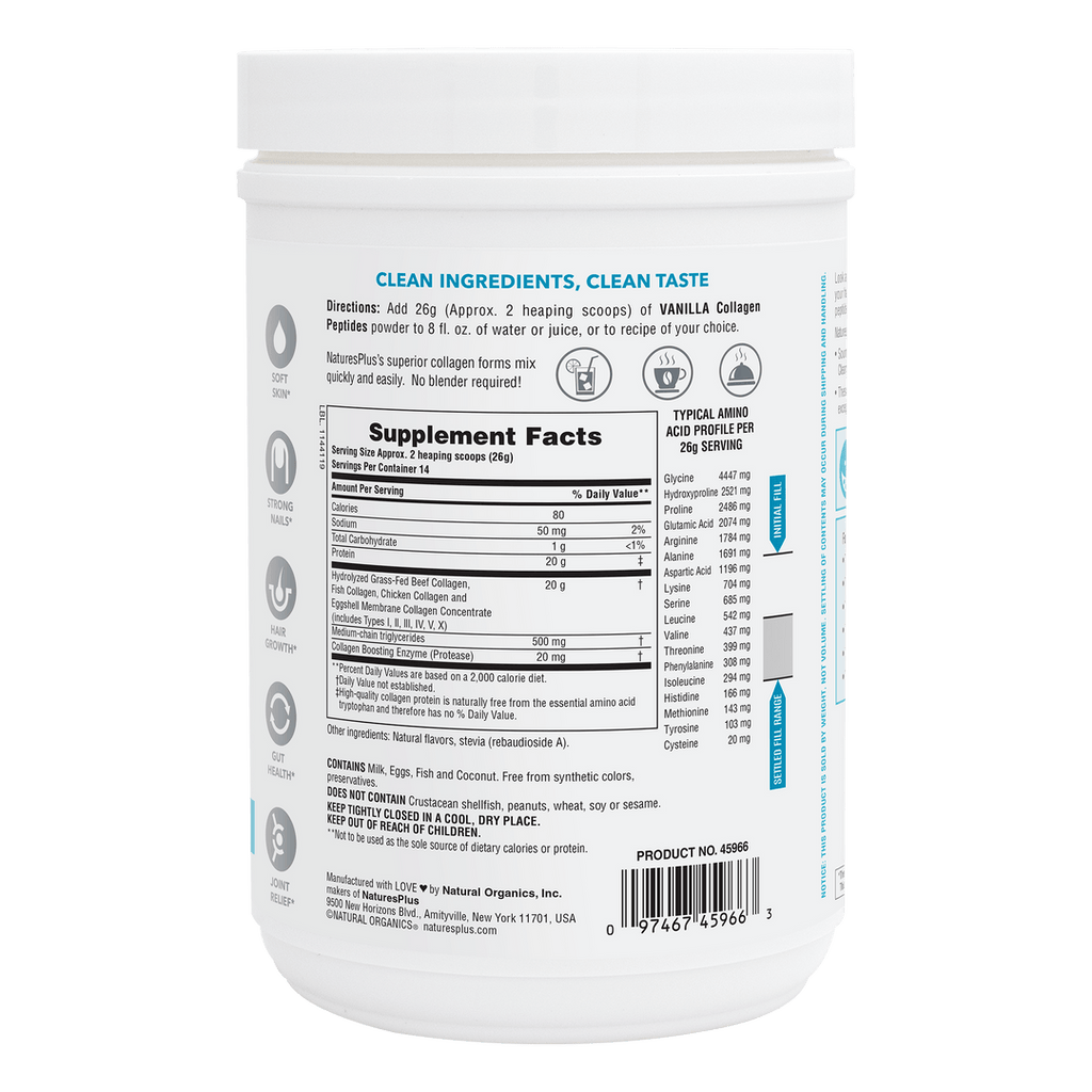 Péptidos de colágeno vainilla
0.80 LB - 14 porciones