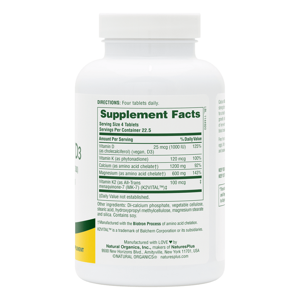 Comprimidos de calcio, magnesio y vitamina D3 con vitamina K2 (90 unidades)