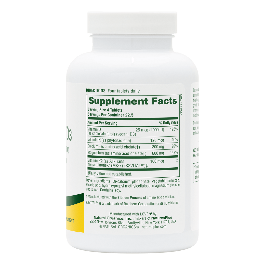 Comprimidos de calcio, magnesio y vitamina D3 con vitamina K2 (90 unidades)