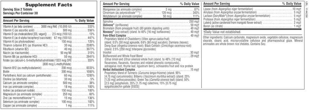 Comprimidos multivitamínicos Source of Life® para mujeres
60 unidades