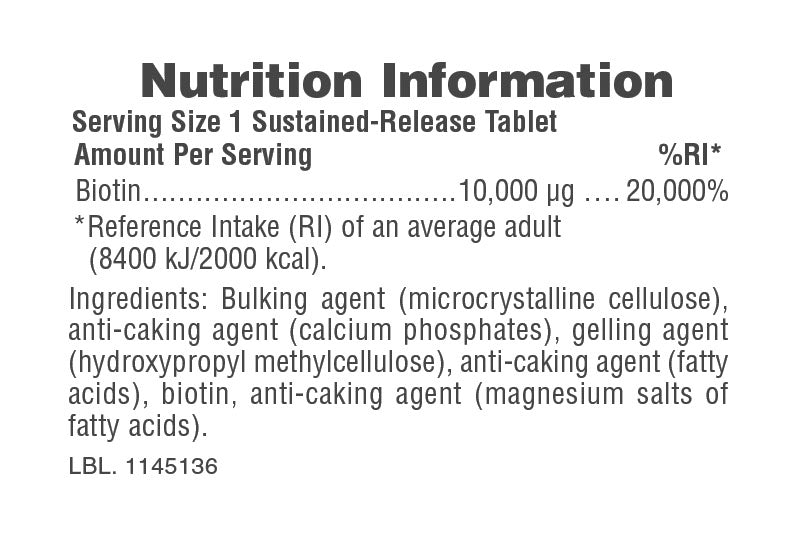 Comprimidos de biotina de 10.000 mcg (90 unidades)