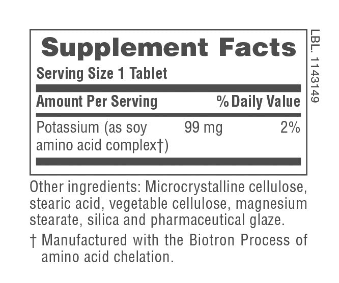 Comprimidos de potasio de 99 mg
90 unidades