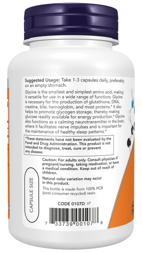 Cápsulas vegetales de glicina de 1000 mg