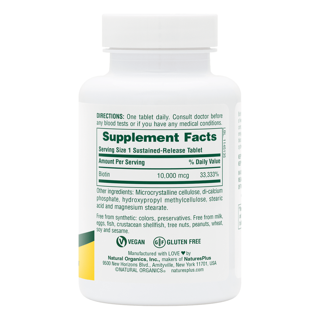 Comprimidos de biotina de 10.000 mcg (90 unidades)