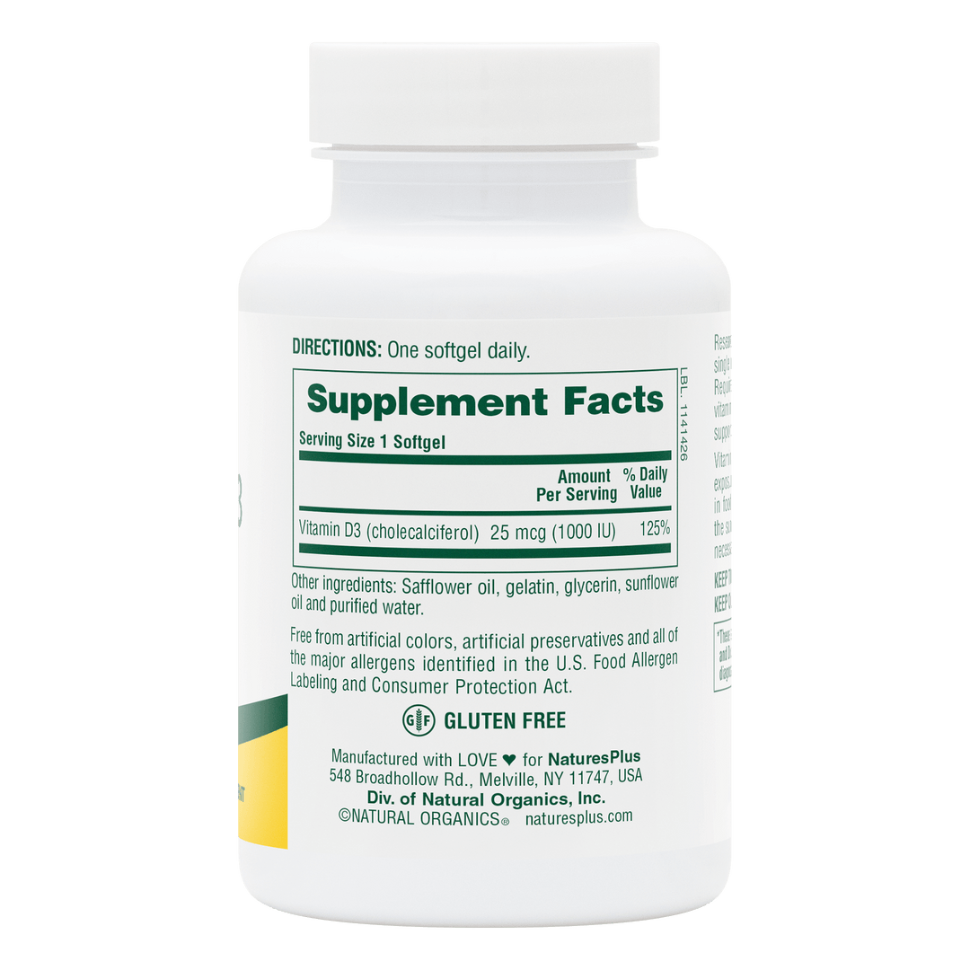 Cápsulas blandas de vitamina D3 1000 UI (180 unidades)