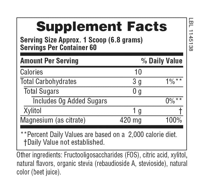 Polvo de magnesio Citrate KalmAssure® Limonada rosa 0,9 lb