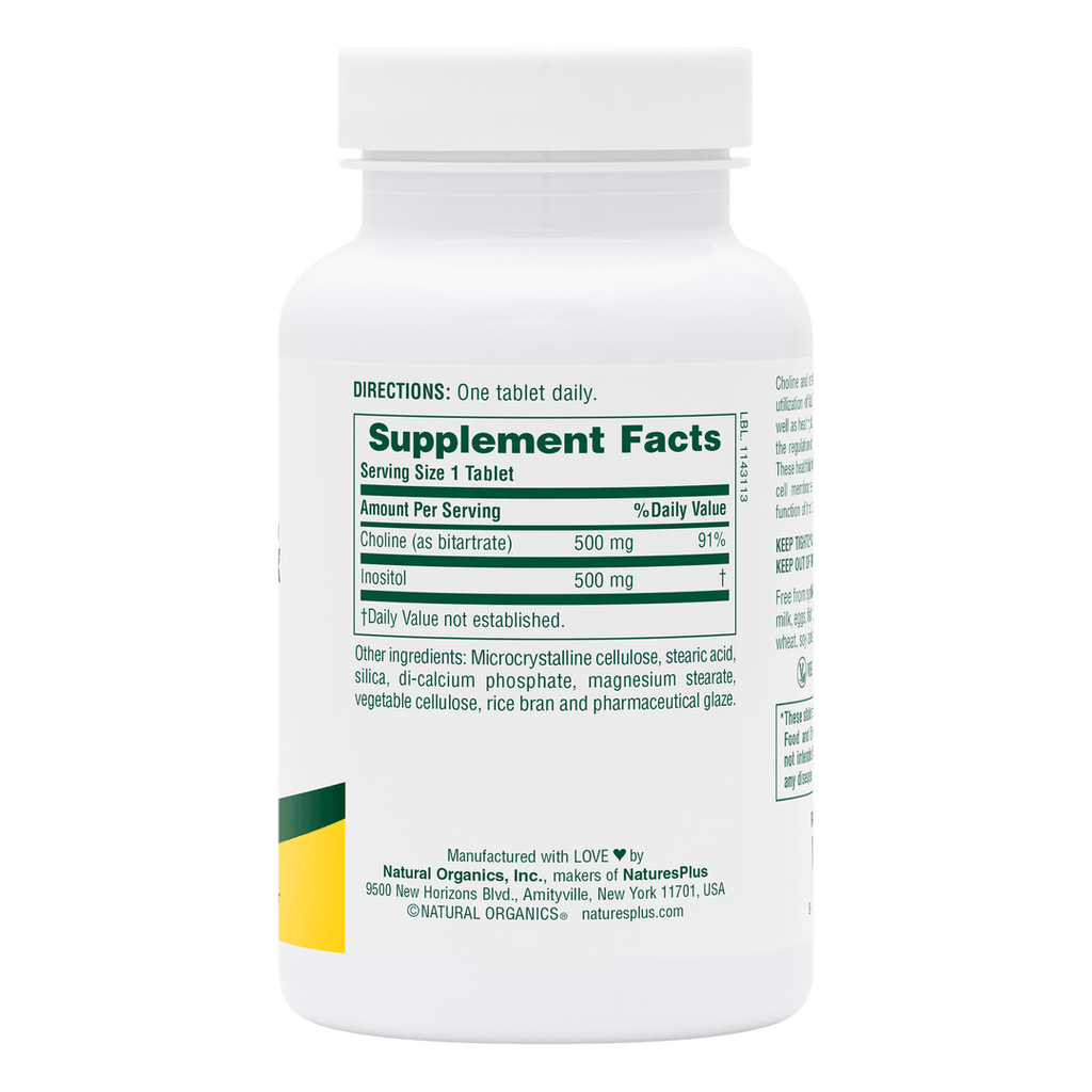 Comprimidos de colina e inositol de 500 mg
60 unidades