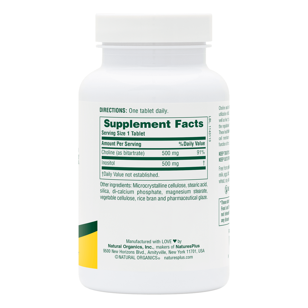 Comprimidos de colina e inositol de 500 mg
60 unidades