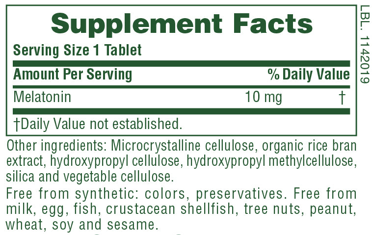 Comprimidos de melatonina de 10 mg. (90 unidades)