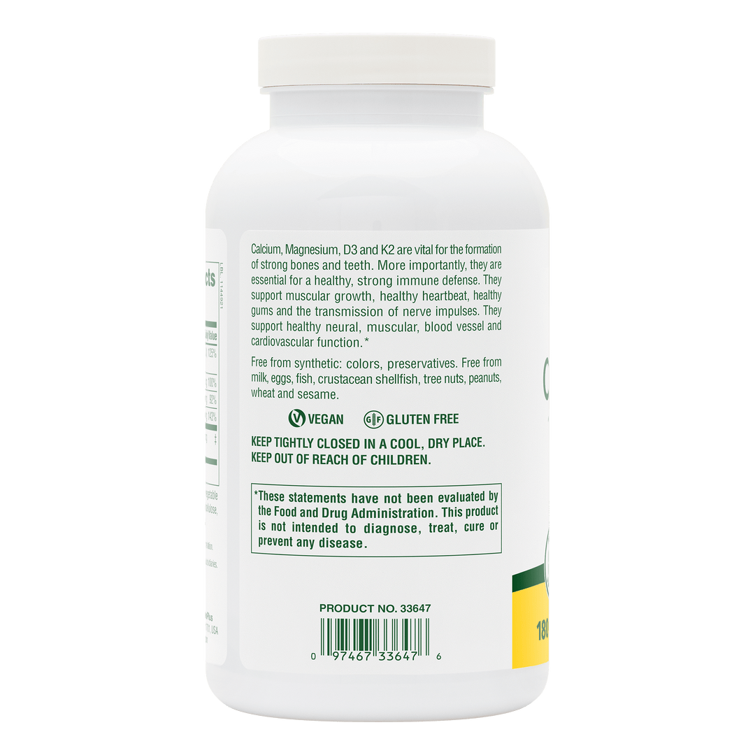 Comprimidos de calcio, magnesio y vitamina D3 con vitamina K2 (180 unidades)