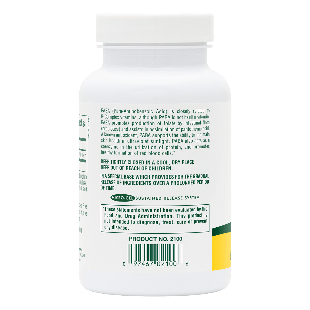 PABA 1000 mg Comprimidos de liberación sostenida
60 unidades