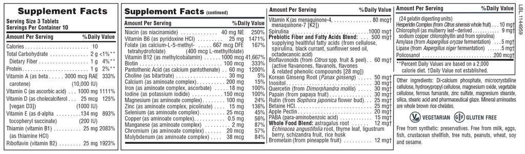 Comprimidos multivitamínicos Source of Life ® 30 unidades