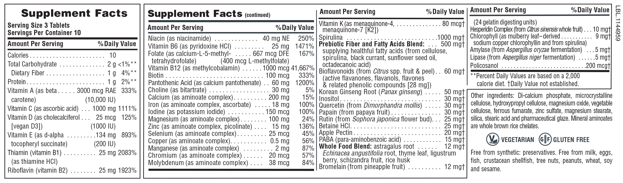 Comprimidos multivitamínicos Source of Life ® 30 unidades