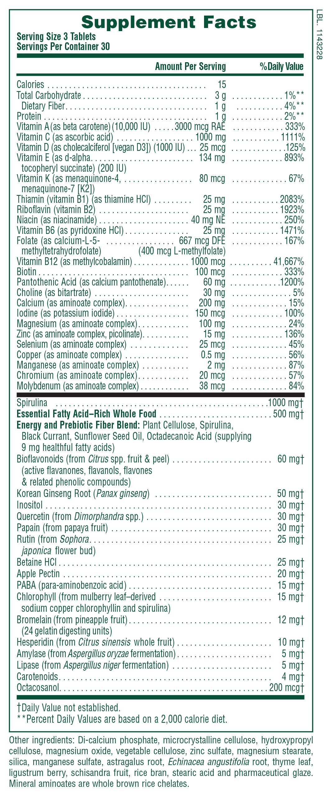 Comprimidos multivitamínicos sin hierro Source of Life® 90 unidades