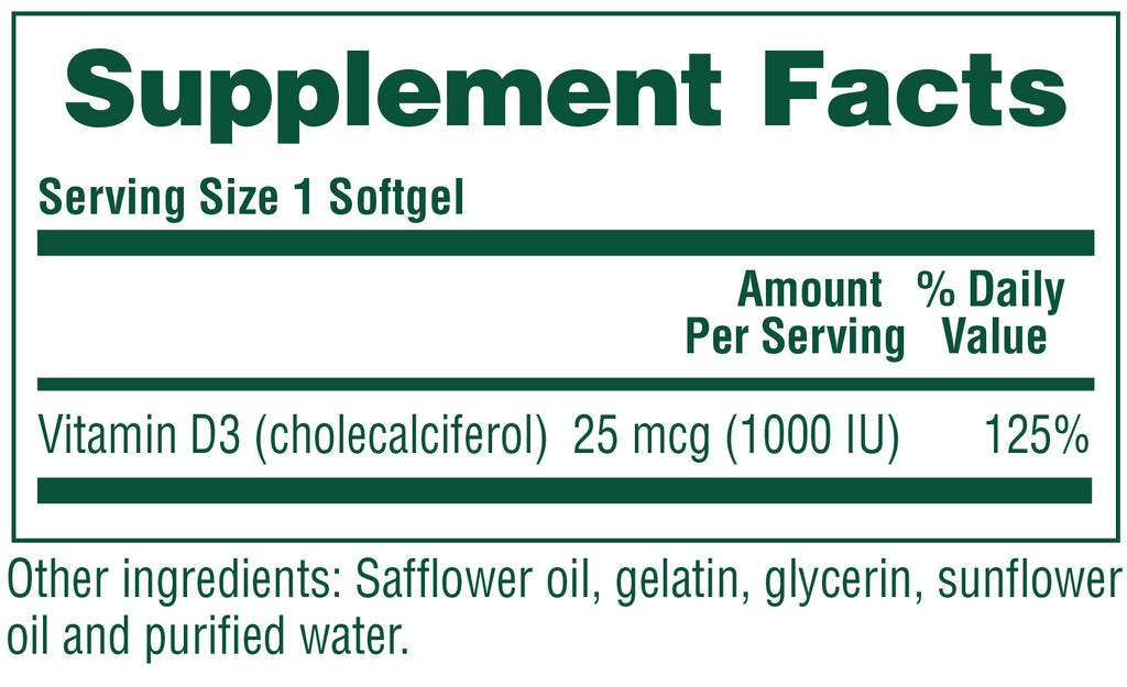 Cápsulas blandas de vitamina D3 1000 UI (180 unidades)
