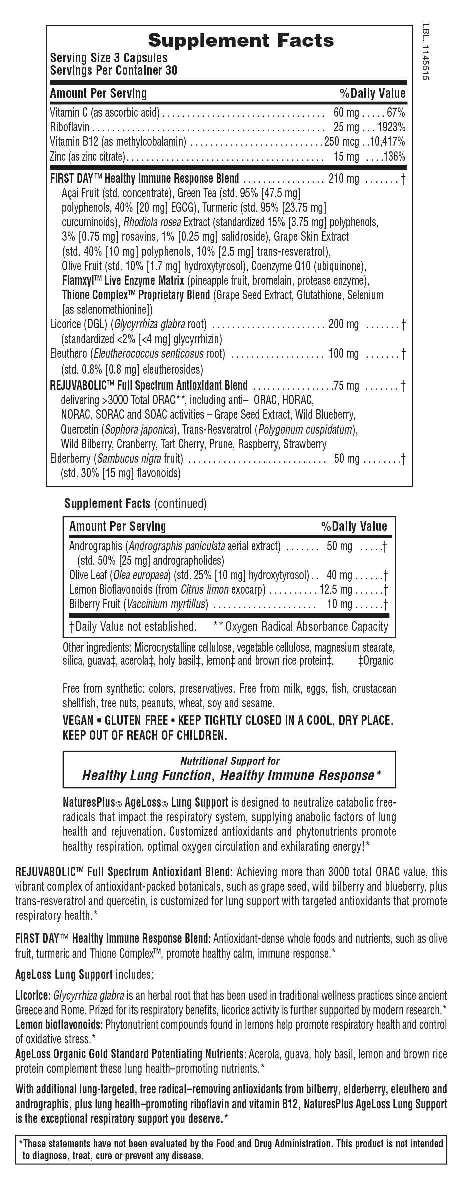 Cápsulas de apoyo pulmonar AgeLoss®
(90 unidades)