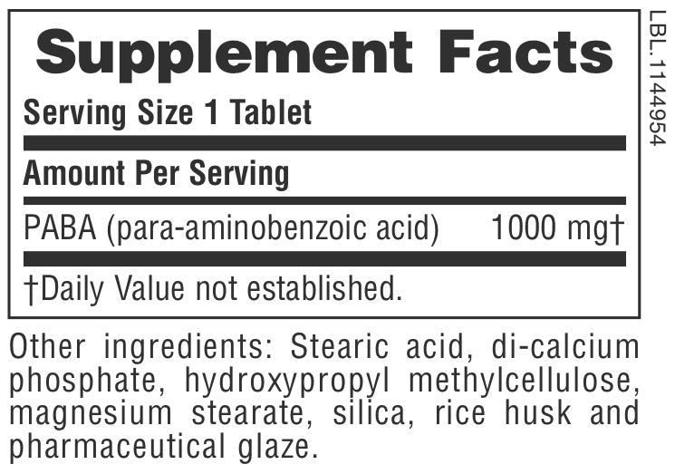 PABA 1000 mg Comprimidos de liberación sostenida
60 unidades