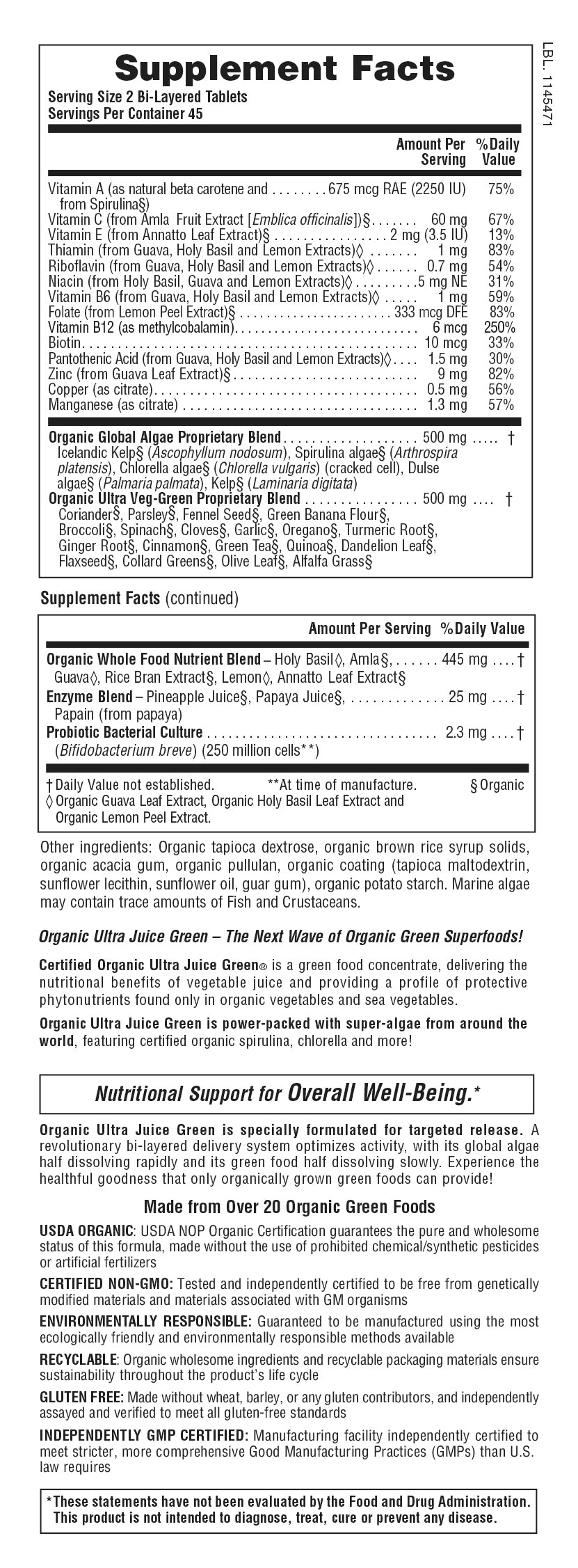 Tabletas bicapa Ultra Juice Green®
90 unidades