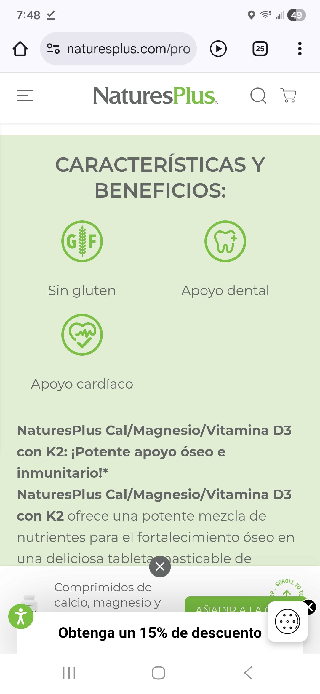 Comprimidos de calcio, magnesio y vitamina D3 con vitamina K2 (90 unidades)