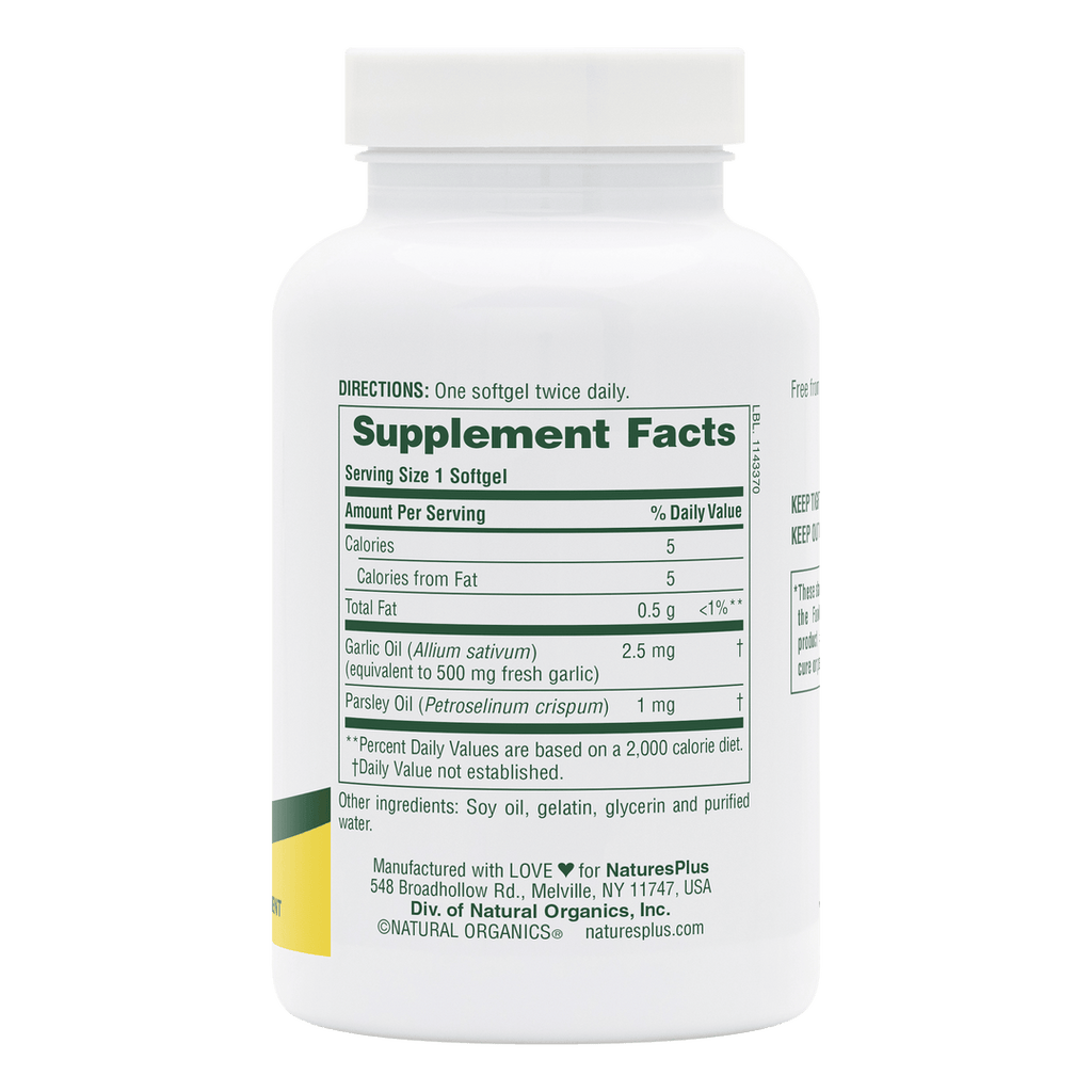 Cápsulas blandas de aceite de ajo y perejil
180 unidades