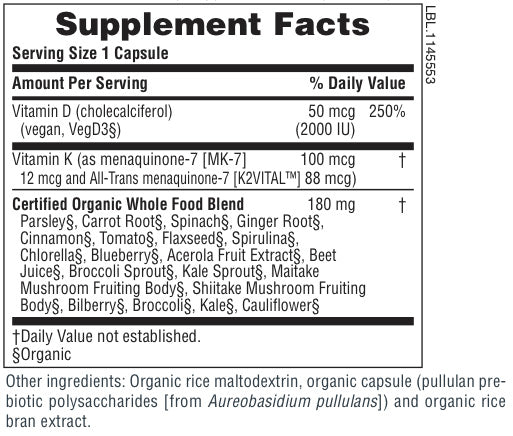 Fuente de vida Jardín Vitaminas D3 y K2 (60 unidades)