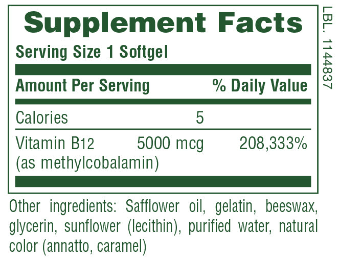 Shot-O-B12 ® 5000 mcg Cápsulas blandas
30 unidades