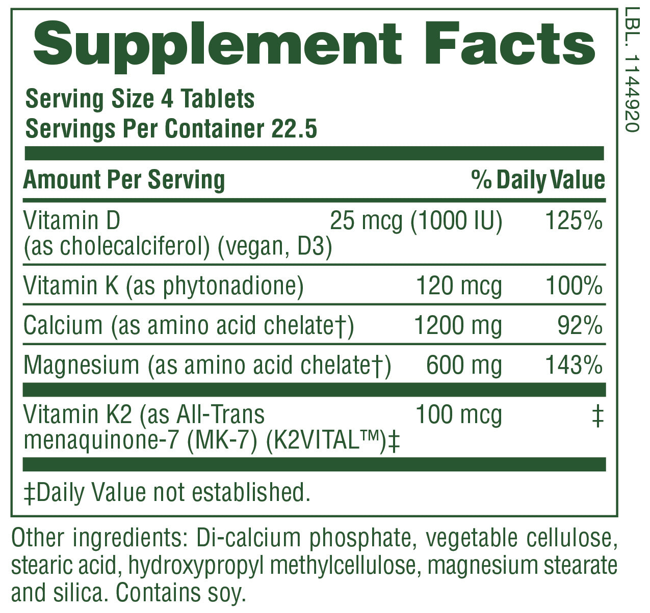 Comprimidos de calcio, magnesio y vitamina D3 con vitamina K2 (90 unidades)