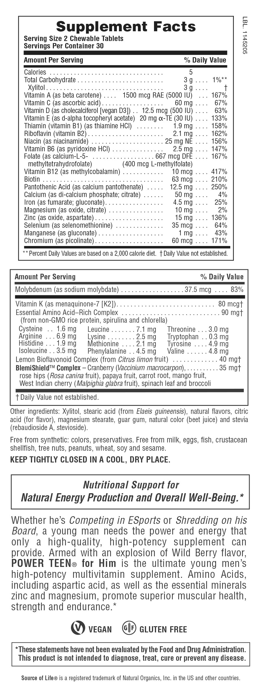 Fuente de Vida ® POWER TEEN ® Masticables (60 unidades)