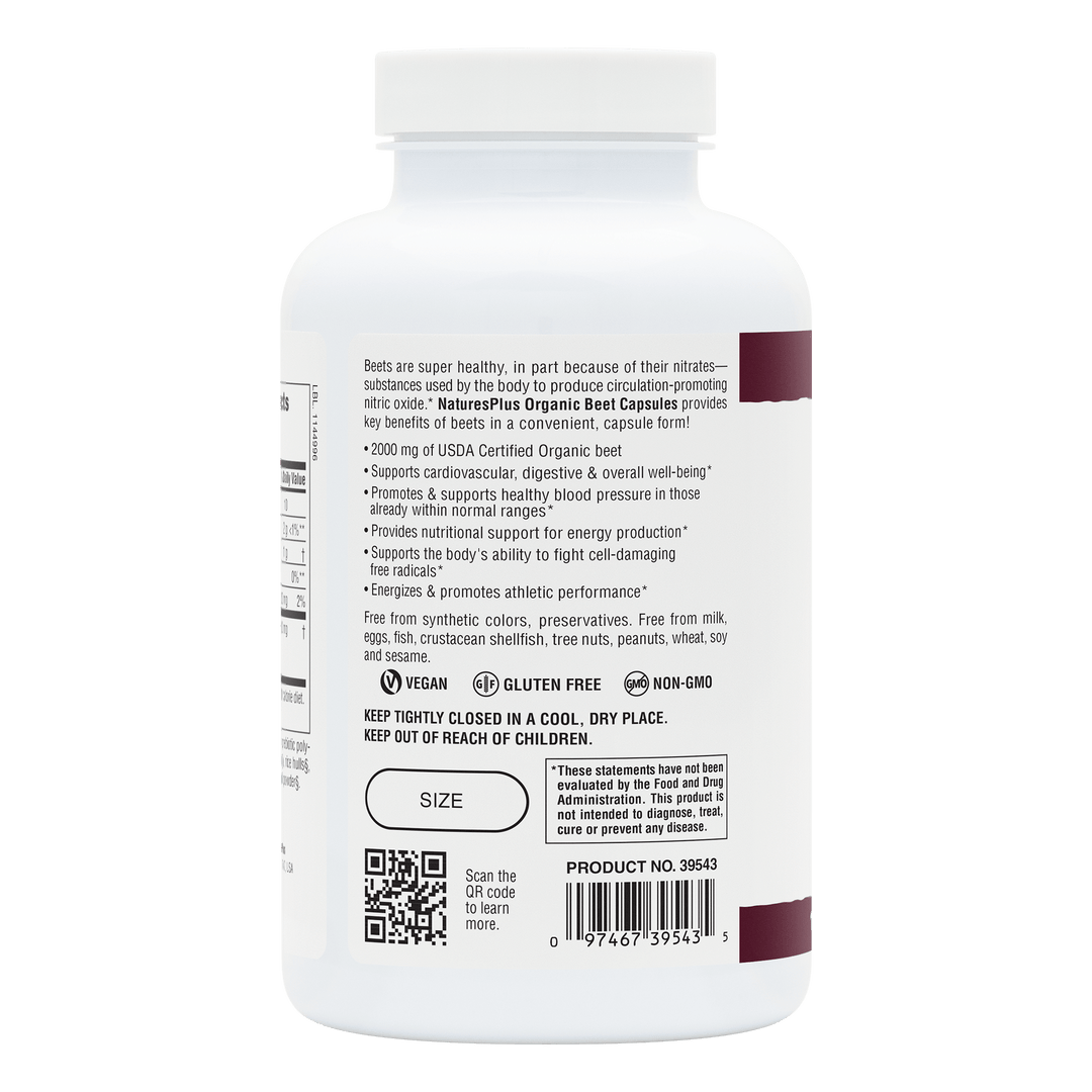 Cápsulas de remolacha orgánica
180 unidades