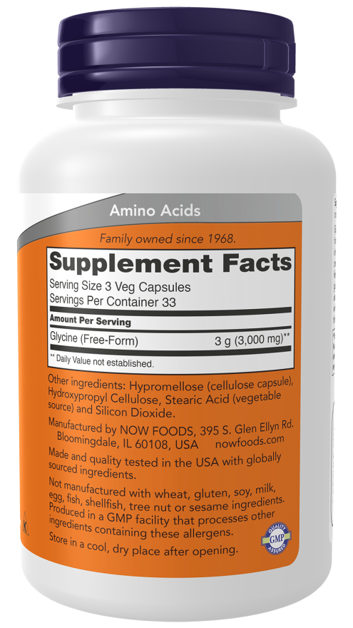 Cápsulas vegetales de glicina de 1000 mg