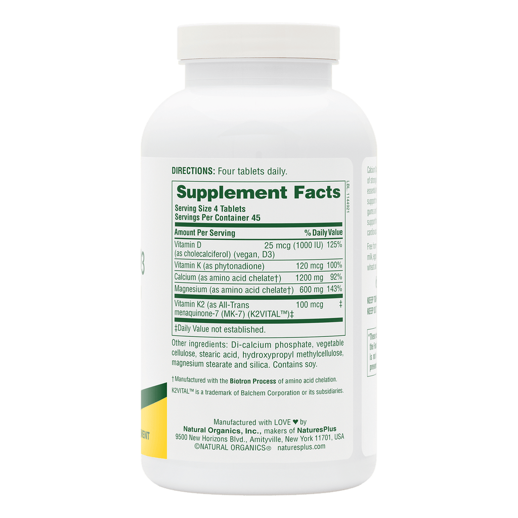 Comprimidos de calcio, magnesio y vitamina D3 con vitamina K2 (180 unidades)