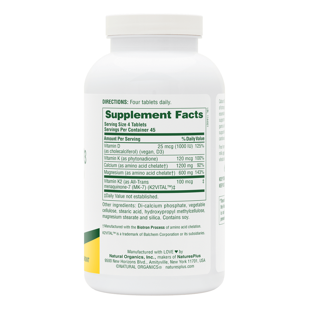 Comprimidos de calcio, magnesio y vitamina D3 con vitamina K2 (180 unidades)