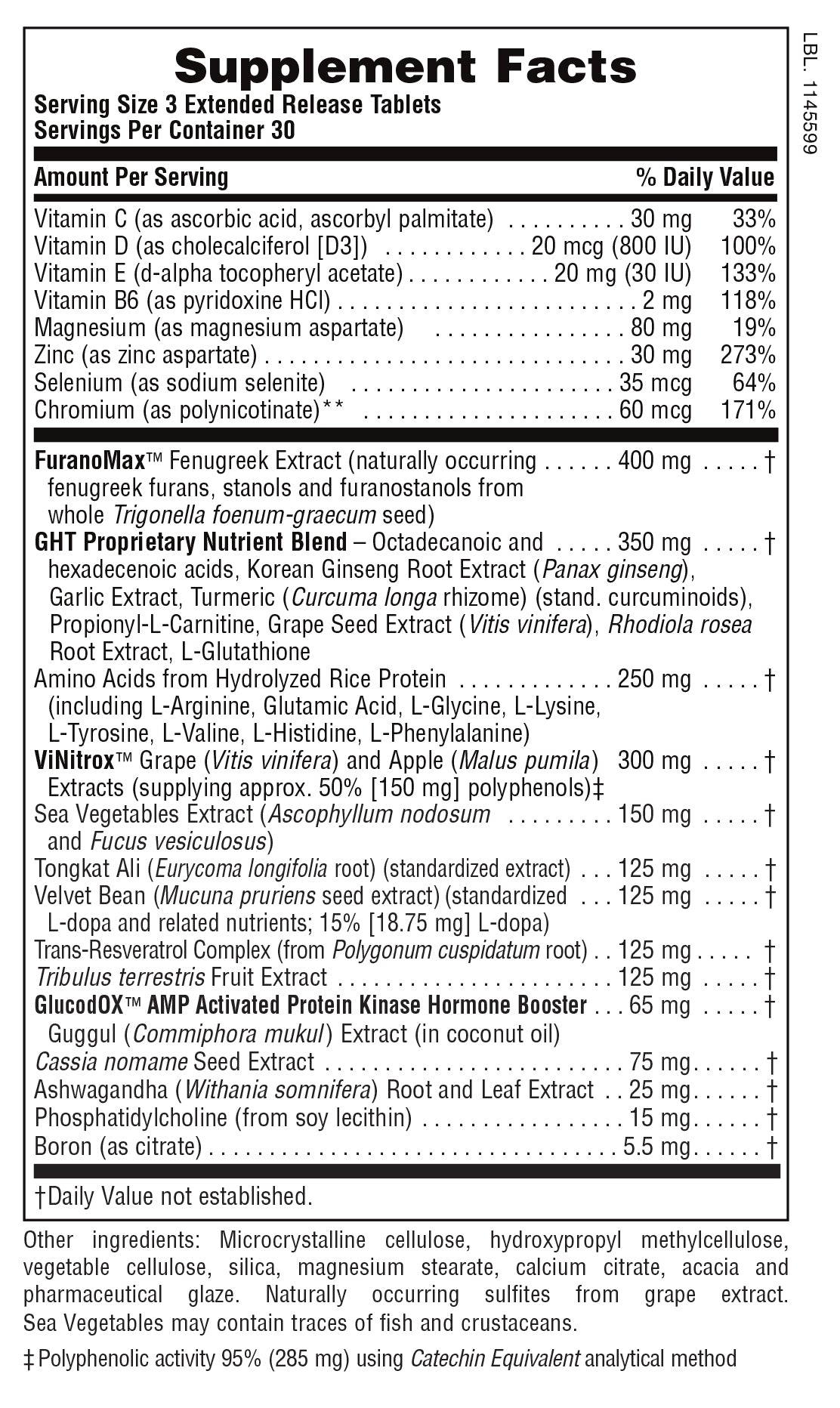Comprimidos bicapa de liberación prolongada Ultra GHT MALE ™ (90 unidades)